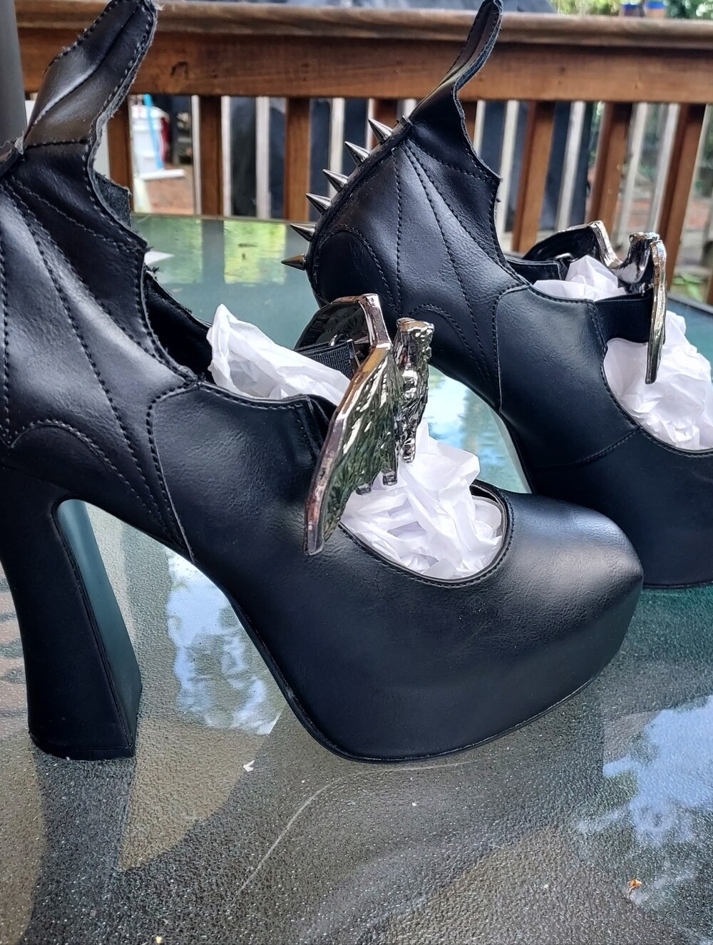 Bat Platform Shoes In Vegan Leather 9M! - Picture 5 of 9